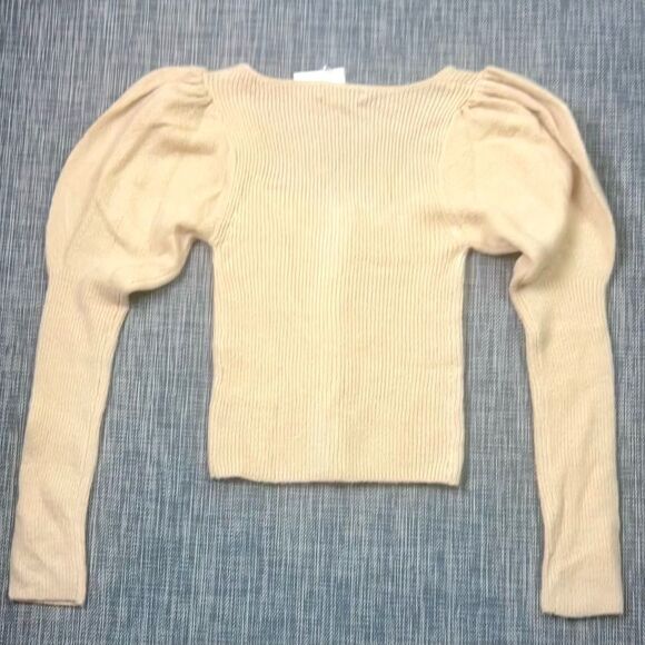 Urban Outfitters Ashley Puff Sleeve Cardigan in Neutral - Picture 5 of 12